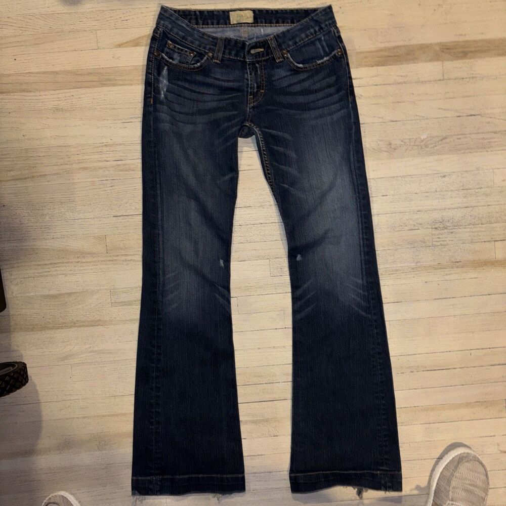 BKE Women's Starlite Distressed Stretch  low waist Bootcut Jeans Size 28x33.5
